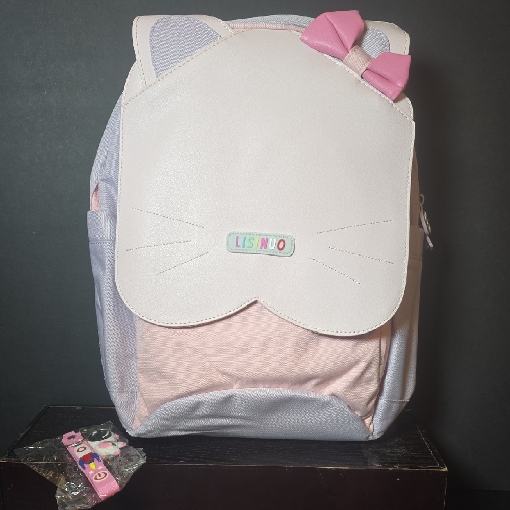 New Pink and White Cat Ears Kids Backpack